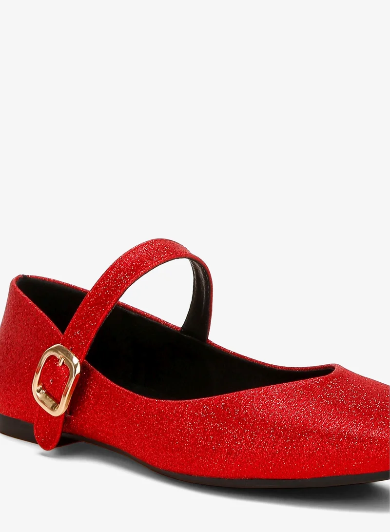 London Rag Red Glitter Pin Buckle Ballerinas in Red for Women | Best Price UAE