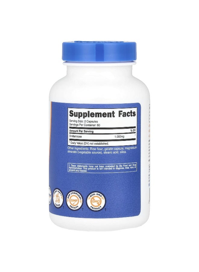 Nutricost, D-Mannose, 1,000 mg, 120 Capsules (500 mg per Capsule) (Packaging may vary) - Image 2