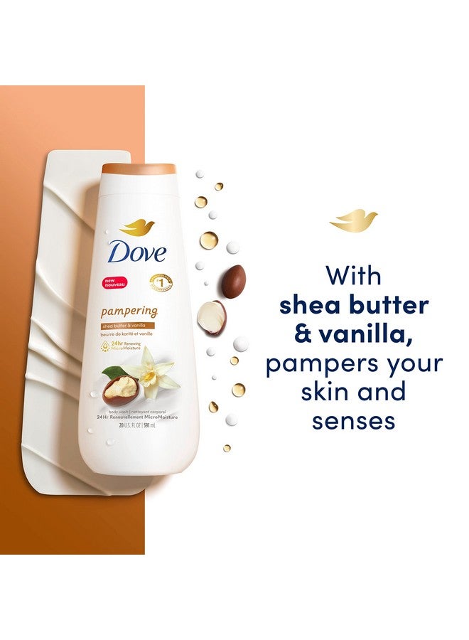دوف غسول الجسم دوف، 4 قطع، زبدة الشيا المنعشة والفانيليا لبشرة متجددة وصحية المظهر، منظف لطيف للبشرة مع ترطيب دقيق متجدد لمدة 24 ساعة، 20 أونصة - Image 3