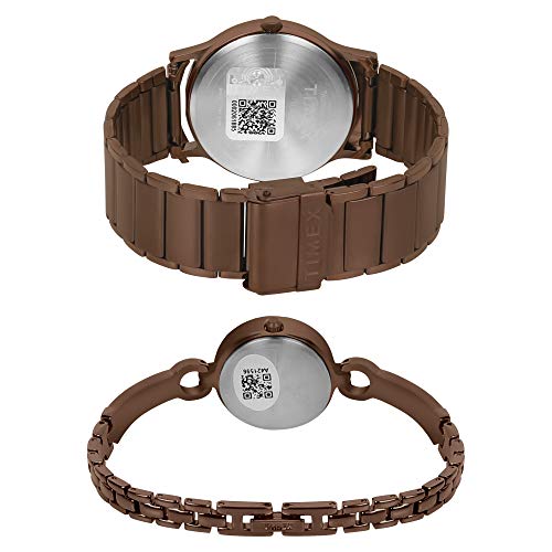 TIMEX Classics Analog Watch for Unisex with Rose Gold Round Dial & Brown Stainless Steel Bracelet Band Water Resistant Unisex Wrist Watches - TW00PR265 - Image 4
