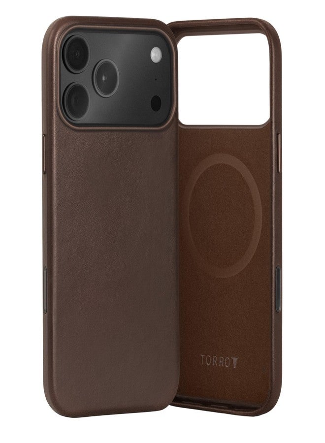 تورو جراب TORRO الجلدي الفاخر متوافق مع iPhone 17 Pro 6.3 بوصة 2025 - جراب جلدي أصلي متوافق مع MagSafe، جراب فائق النحافة (بني غامق) - Image 1