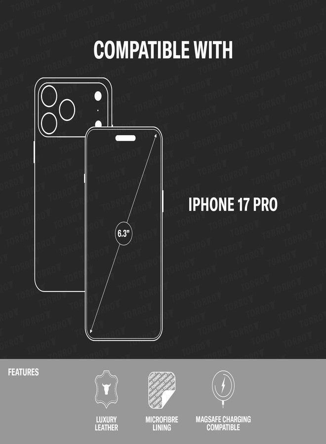 تورو جراب TORRO الجلدي الفاخر متوافق مع iPhone 17 Pro 6.3 بوصة 2025 - جراب جلدي أصلي متوافق مع MagSafe، جراب فائق النحافة (بني غامق) - Image 2