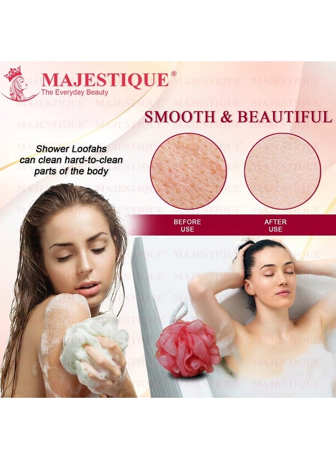 Majestique Exfoliating Bath Loofah - Super Soft Mesh Back Scrubber & Body Shower Sponge for Women | Gentle Bathing Loofah Scrubber | Multicolor (Pack of 4) - Image 3