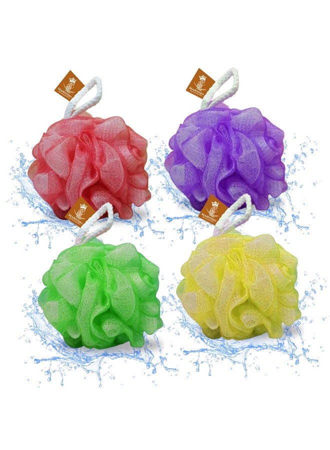 Majestique Exfoliating Bath Loofah - Super Soft Mesh Back Scrubber & Body Shower Sponge for Women | Gentle Bathing Loofah Scrubber | Multicolor (Pack of 4) - Image 1