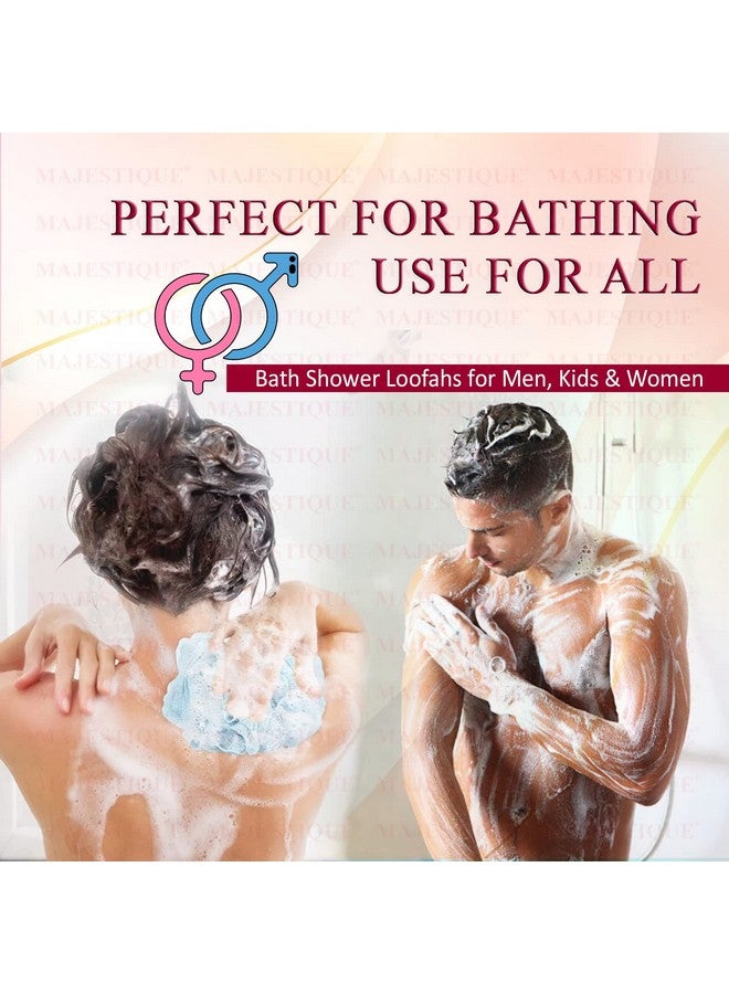 Majestique Exfoliating Bath Loofah - Super Soft Mesh Back Scrubber & Body Shower Sponge for Women | Gentle Bathing Loofah Scrubber | Multicolor (Pack of 4) - Image 5