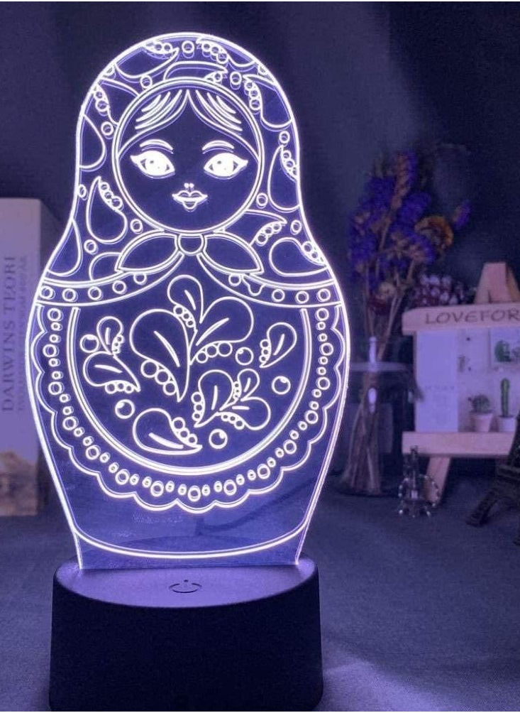 althiqahkey 3D Illusion Lights Anime Lights for Boys and Girls Cute Matryoshka Doll Led Night Light for Bedroom Decoration Colorful Light Table Lamp Gift Night Light for Home Decoration  - Image 1