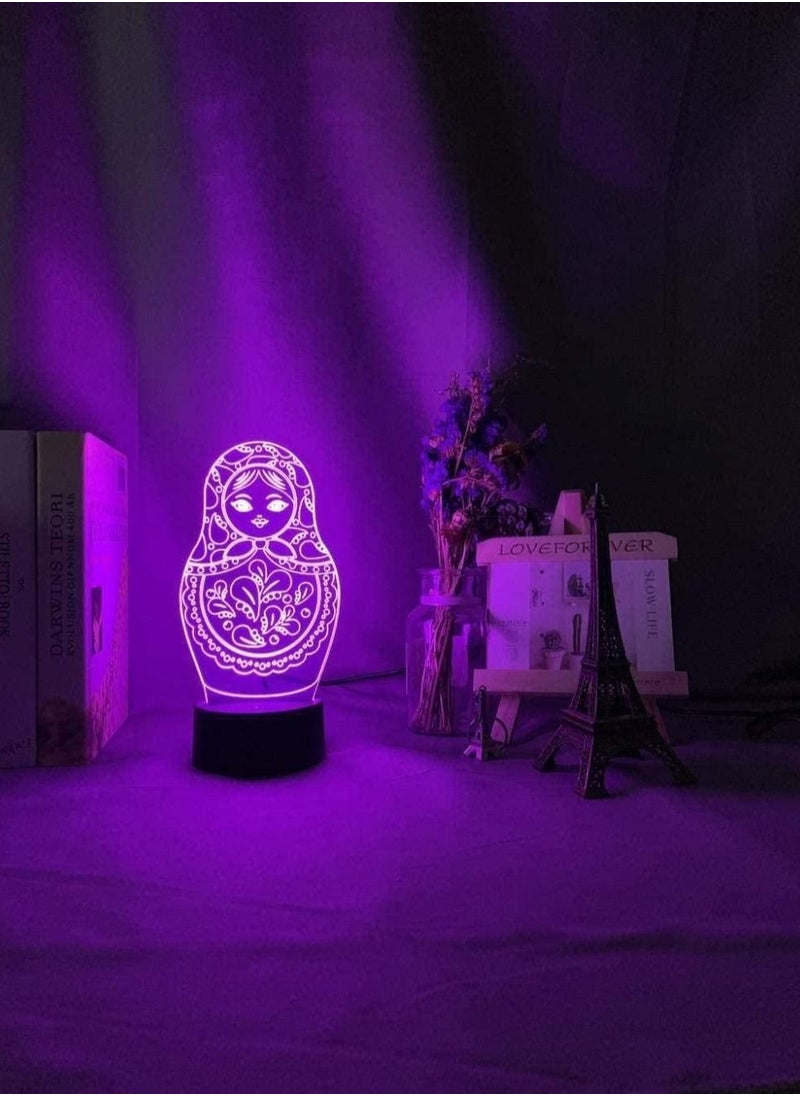 althiqahkey 3D Illusion Lights Anime Lights for Boys and Girls Cute Matryoshka Doll Led Night Light for Bedroom Decoration Colorful Light Table Lamp Gift Night Light for Home Decoration  - Image 2