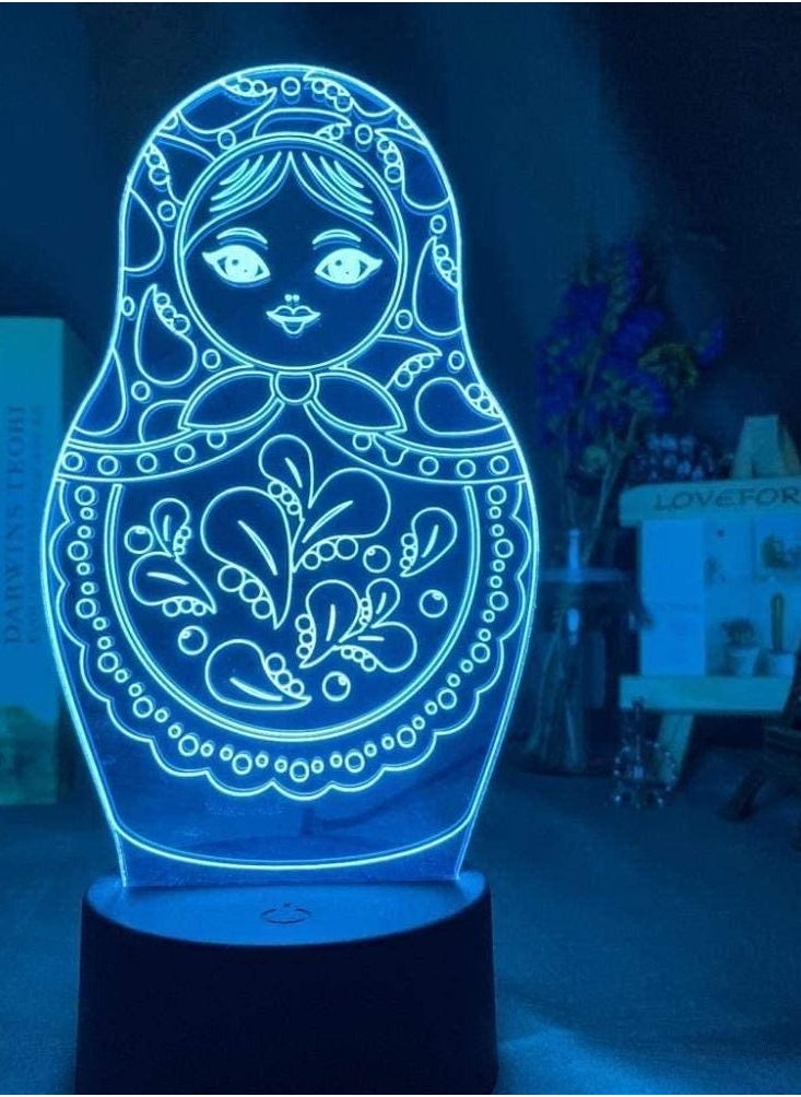 althiqahkey 3D Illusion Lights Anime Lights for Boys and Girls Cute Matryoshka Doll Led Night Light for Bedroom Decoration Colorful Light Table Lamp Gift Night Light for Home Decoration  - Image 3