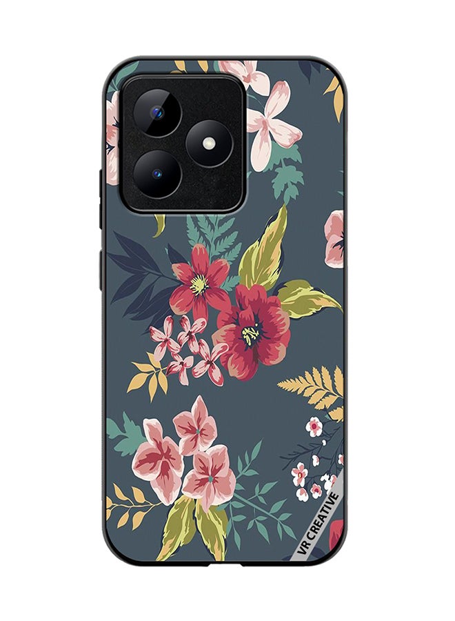 VR CREATIVE Protective Case Cover For Realme C53 Gray Flower Design Multicolour - Image 1