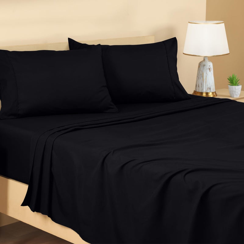 Utopia Bedding Full Sheet Set - Brushed Microfiber - Soft Bed Sheets for Full Size Bed - Luxury Bedding Sheets with Fitted Sheet  Flat Sheet & 2 Pillow Cases - Deep Pocket (Black) - Image 1