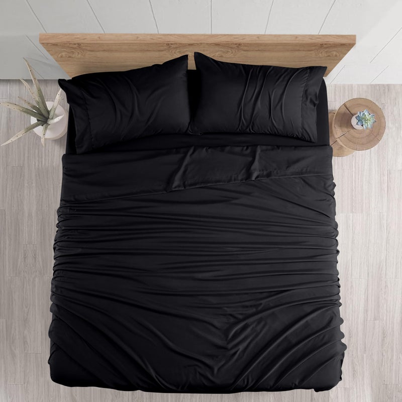 Utopia Bedding Full Sheet Set - Brushed Microfiber - Soft Bed Sheets for Full Size Bed - Luxury Bedding Sheets with Fitted Sheet  Flat Sheet & 2 Pillow Cases - Deep Pocket (Black) - Image 3