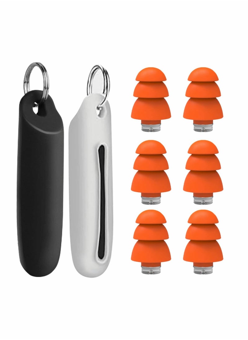 Generic Reusable Silicone Ear Plugs, 3 Pairs Waterproof Noise Cancelling Ear Plugs, Perfect for Sleep, Work, Study, Swimming, Concerts Noise Reduction, Comfortable Hearing Protection (Orange)  - Image 1