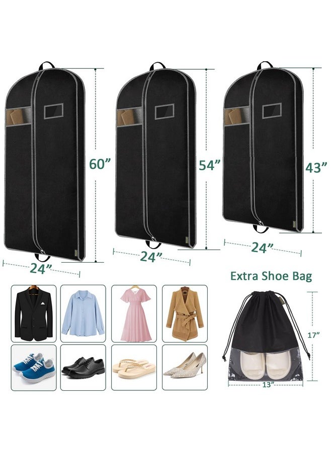 Baleine BALEINE 1PK Heavy Duty Garment Bag with Shoe Storage Travel Bag for Dresses, Suit, Coats Travel Essential (43", Black)  - Image 2