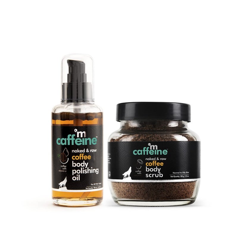 MCaffeine mCaffeine Exfoliating Coffee Body Scrub  Relaxing Body Massage Oil Combo  Reduces Cellulite  Removes Dead Skin  For Soft Smooth  Glowing Skin  For Men  Women and All Skin Types  - Image 1