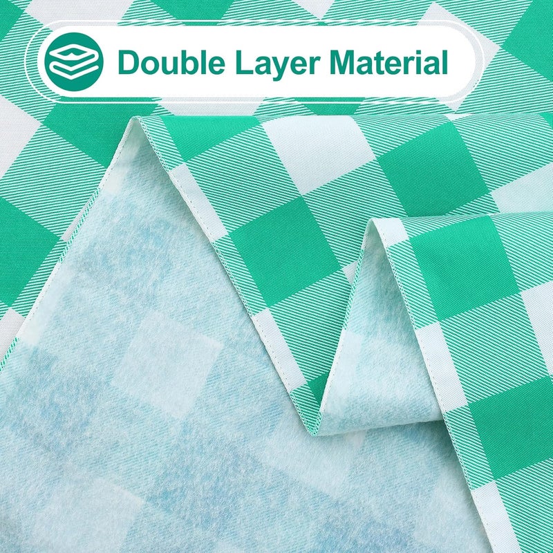 misaya Rectangle Waterproof Vinyl Table Cloth Buffalo Flannel Backed Tablecloth Wipeable Plastic Table Cover for Dinner Kitchen Outdoor 60 x 120 Green and White - Image 4