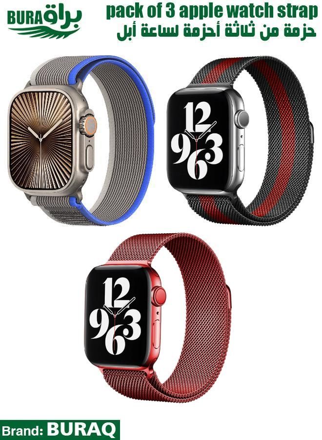 BURAQ Apple Watch Band Strap For Apple Watch Ultra 2/Ultra 49mm, Series 10 46mm, 9/8/7 45mm, SE2/SE/6/5/4 44mm, 3/2/1 42mm
