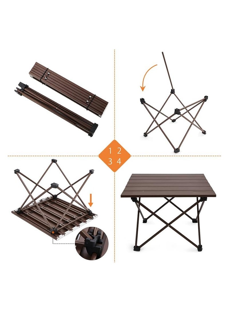 MOMENT Outdoor Picnic Table Folding Portable Metal Dining Table with Carry Bag for Picnic Camping Beach Boat Party BBQ, Black ( 56x41x40cm )