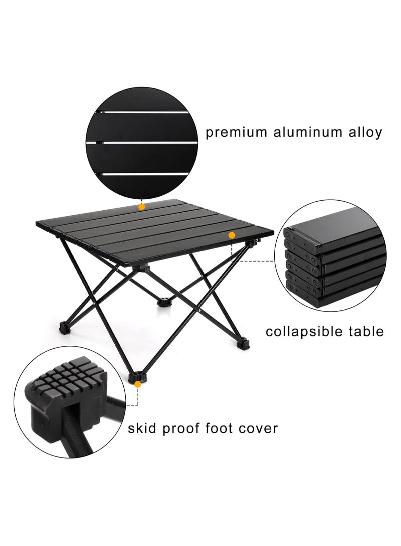 MOMENT Outdoor Picnic Table Folding Portable Metal Dining Table with Carry Bag for Picnic Camping Beach Boat Party BBQ, Black ( 56x41x40cm )