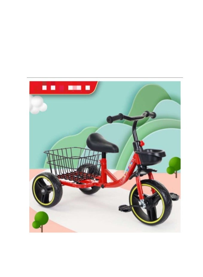 3-5 Years Old Toddler tricycles,Outdoor Cruiser Kids trikes with Large Rear Plastic Basket, Independent Riding Small 3 Wheelers, wear Resistant Foam Wheel Balance Bike - Image 1