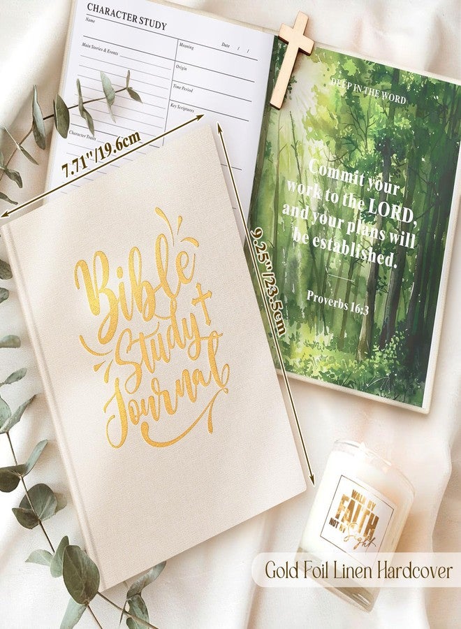 Lanpn Bible Study Guide Journals for Women with Tabs & Highlighters, Church Notes Taking Daily Devotional Journaling, Linen Bible Prayer Notebook Christian Religious Faith Based Gifts, Beige - Image 2