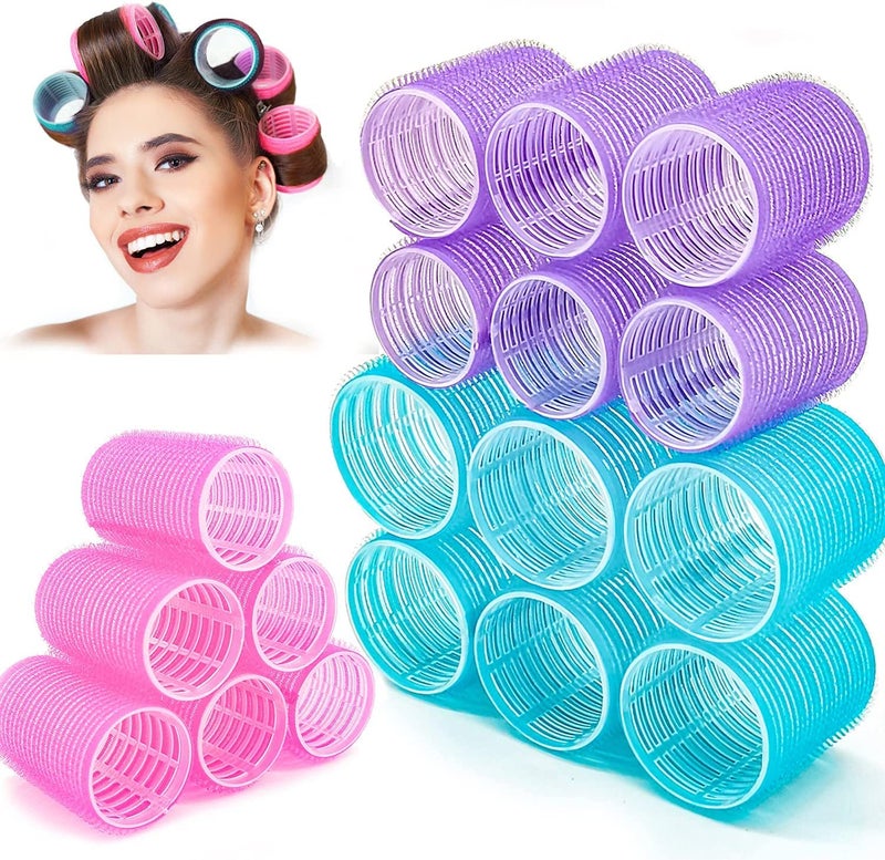 BESSEEK Jumbo Hair Rollers Sets,18 Pcs Self Grip Salon Hair Dressing Curlers, Jumbo Large Rollers for Long Short Hair, DIY Curly Hairstyle for Women, Colors May Vary (6XLarge+6XMedium+6XSmall) - Image 3