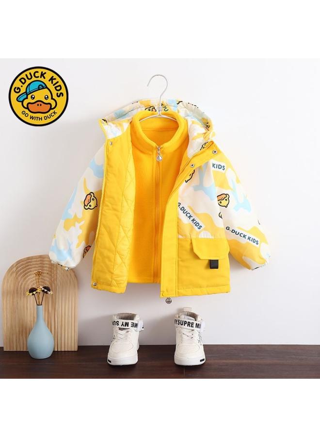 Little Yellow Duck Jacket Children's Three-in-one Boys' And Girls' Cotton-padded Jacket Spring And Autumn New Children's Clothing Two-piece Windbreaker