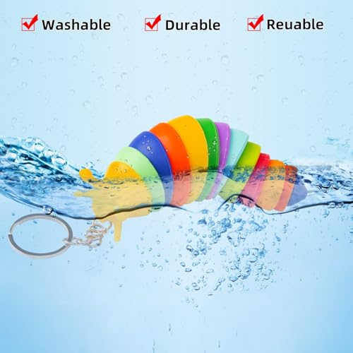 MEIEST 4 PCS Mini Fidget Slug Key-Chain Toys,3D Articulated Stretch Caterpillar Sensory Flexible Hand Toy, Ideal Party Favor Colorful Office Desk Pet Toys(Random Color) - Image 4