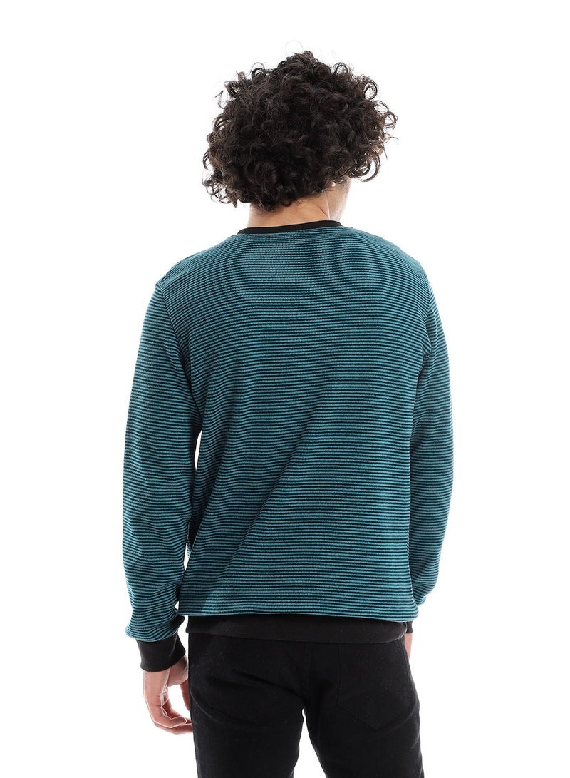 Caesar Mens V-Neck Stripped Sweatshirt - Image 3