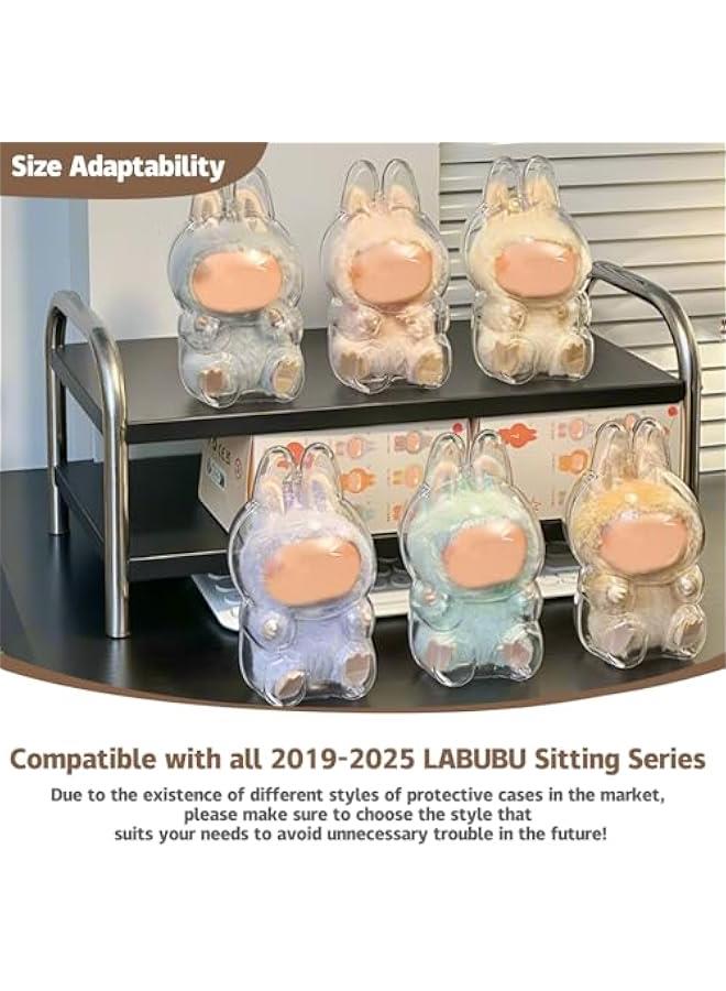 Clear Figure Display Case Compatible with LABUBU Have a Seat Plush Toy, Protective Cover with Keychain,Transparent PVC Bag for Storage(Sitting)  - Image 5