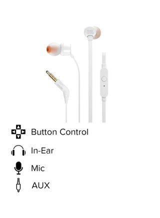 Tune 110 Wired In-Ear Headphones - Deep Pure Bass - 1-Button Remote - Tangle Free Cable - Ultra Comfort Fit White - view 2