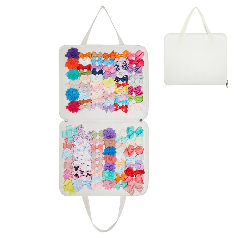 HUHYNN Baby Girl Hair Bows Storage Organizer, Felt Hair Accessories Storage Organizer for Girls, Portable Hair Bows Holder Organizer for Travel (Pink) - Image 1
