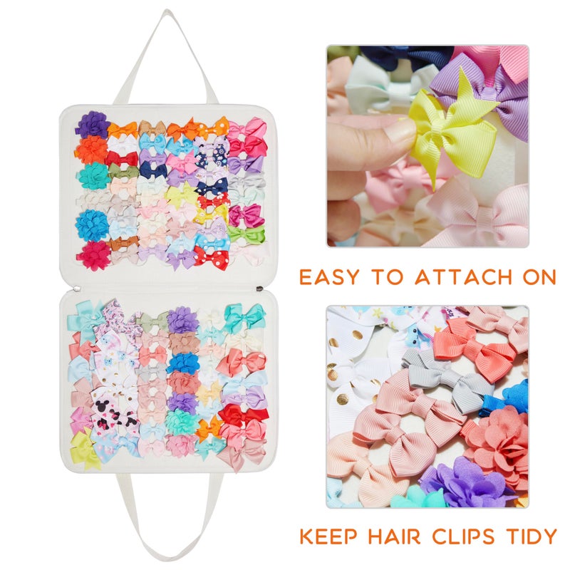 HUHYNN Baby Girl Hair Bows Storage Organizer, Felt Hair Accessories Storage Organizer for Girls, Portable Hair Bows Holder Organizer for Travel (Pink) - Image 4