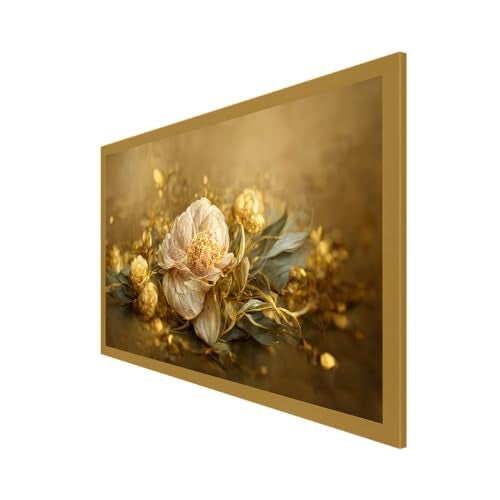 DEKORSTATION Blooms of Serenity Floral Canvas Floating Framed Wall Painting for Home and Office Decor (24 Inch W x 12 Inch H) - Image 3