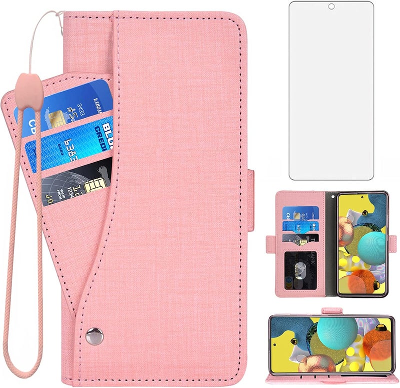 Asuwish Compatible with Samsung Galaxy A51 4G Wallet Case Tempered Glass Screen Protector and Leather Flip Cover Card Holder Cell Phone Cases for Glaxay A 51 Gaxaly M40S 51A A515F S51 Women Men Gray - Image 1