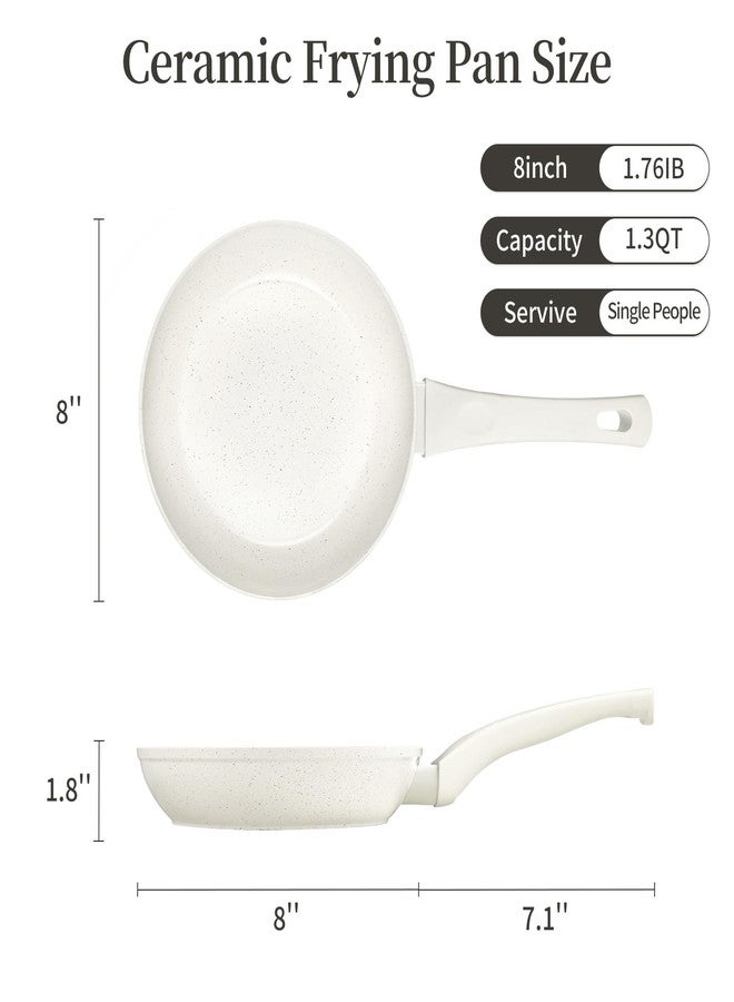 Innerwell 8 Inch Non Stick Frying Pan - White Ceramic Non Stick Skillet Frying Pans, Safe&No Toxic Egg Omelette Frying Pan, Small Nonstick Cookware Cooking Pan, Induction Compatible, PFOA&PFAS Free - Image 2