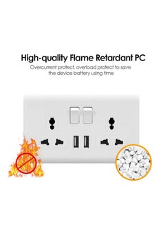 MODI Double Switch Wall Socket And 2 USB Outlet | Dual Switch Universal Wall Socket Tamper Resistant | Duplex Receptacle Wall Socket Charger Adapter Power Outlet Panel, White  - Image 3