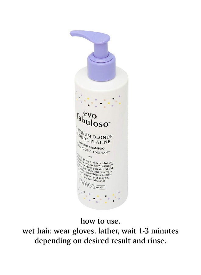 EVO Fabuloso Platinum Blonde Toning Shampoo Refreshes And Revives Colored Hair Purple Shampoo To Extended Life Of Color Treated Blonde Hair 250Ml / 8.4Oz  - Image 5
