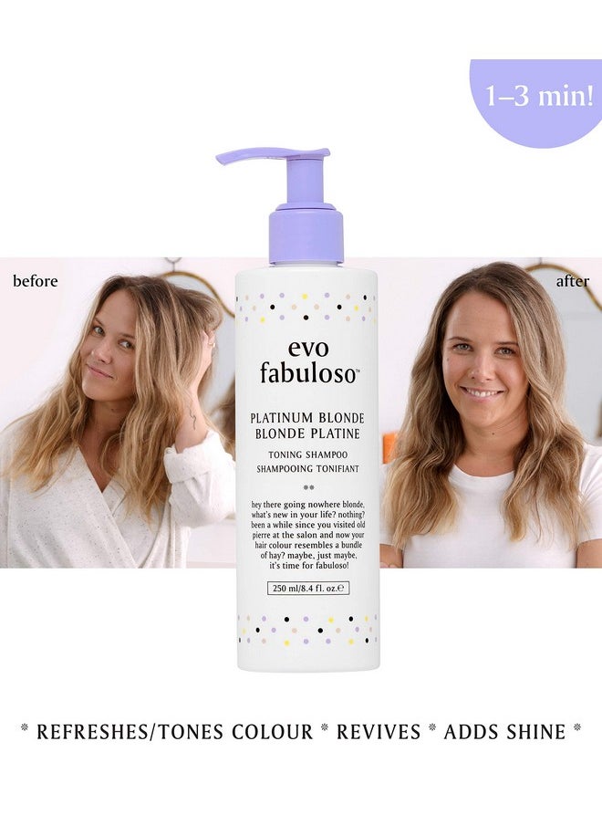 EVO Fabuloso Platinum Blonde Toning Shampoo Refreshes And Revives Colored Hair Purple Shampoo To Extended Life Of Color Treated Blonde Hair 250Ml / 8.4Oz  - Image 4