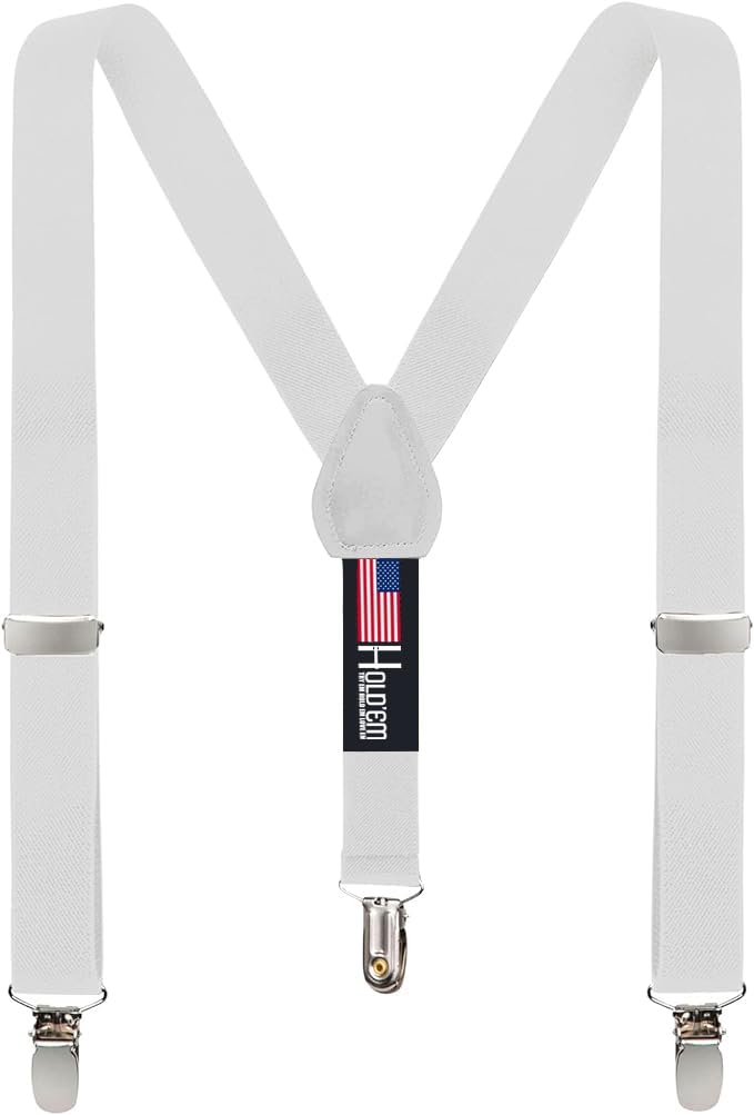 HOLD'EM HOLDEM Suspenders for Kids 1 Inch Suspender Perfect for Tuxedo White 22 - Image 2