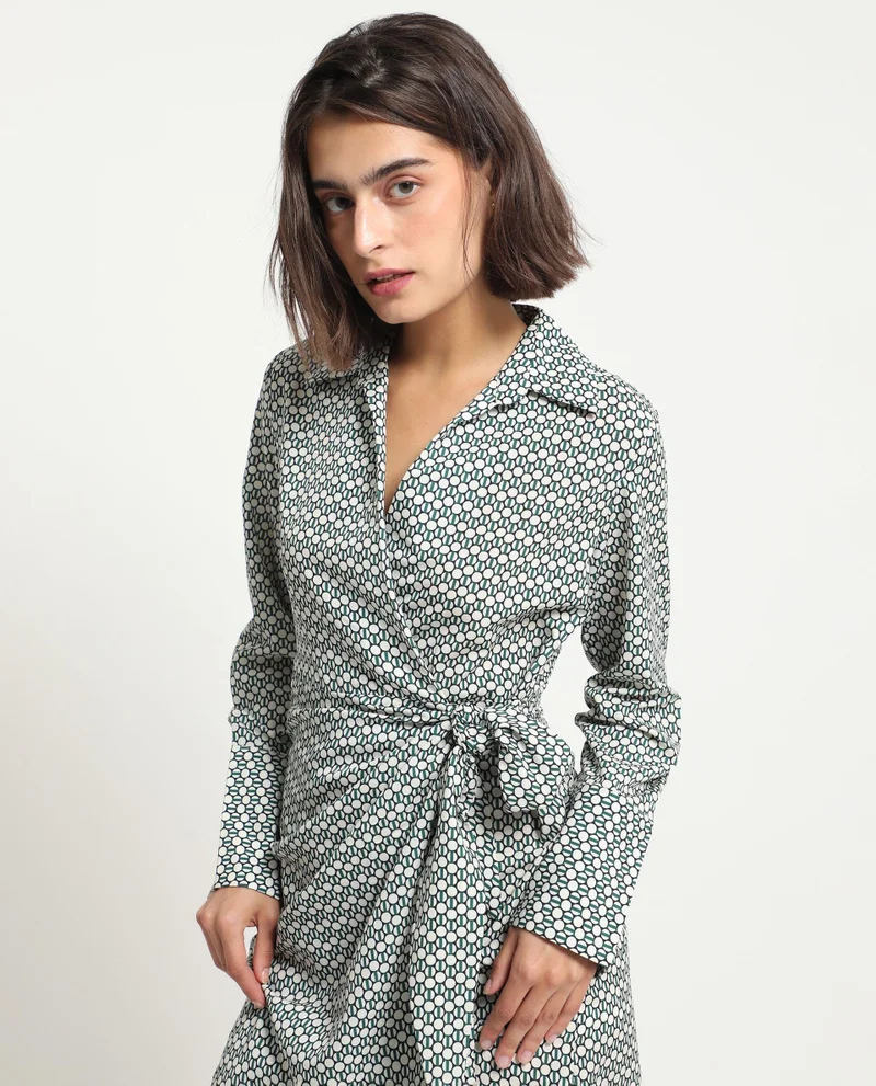 Rareism Women's Geometric Print Short Dress