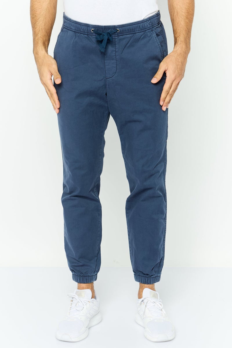 GAP Men Regular Fit Solid Jogger Pants, Navy - Image 1