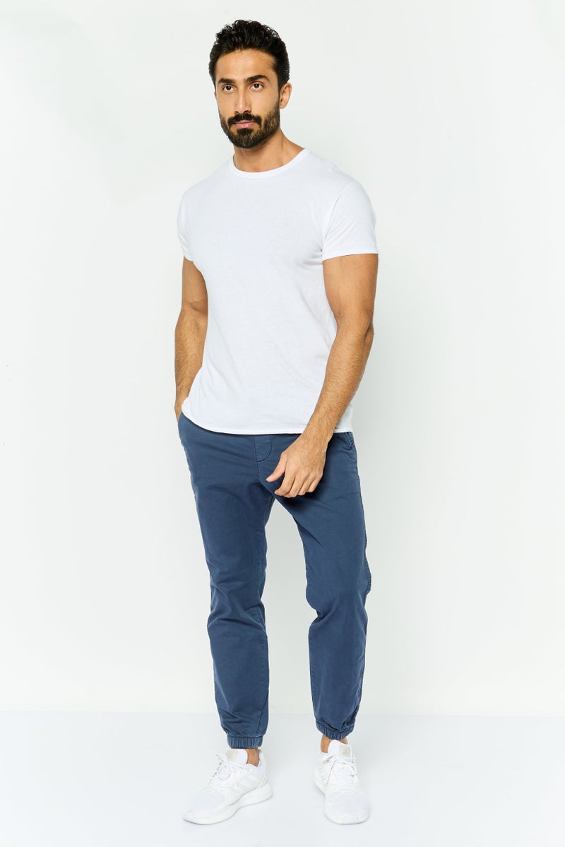 GAP Men Regular Fit Solid Jogger Pants, Navy - Image 3