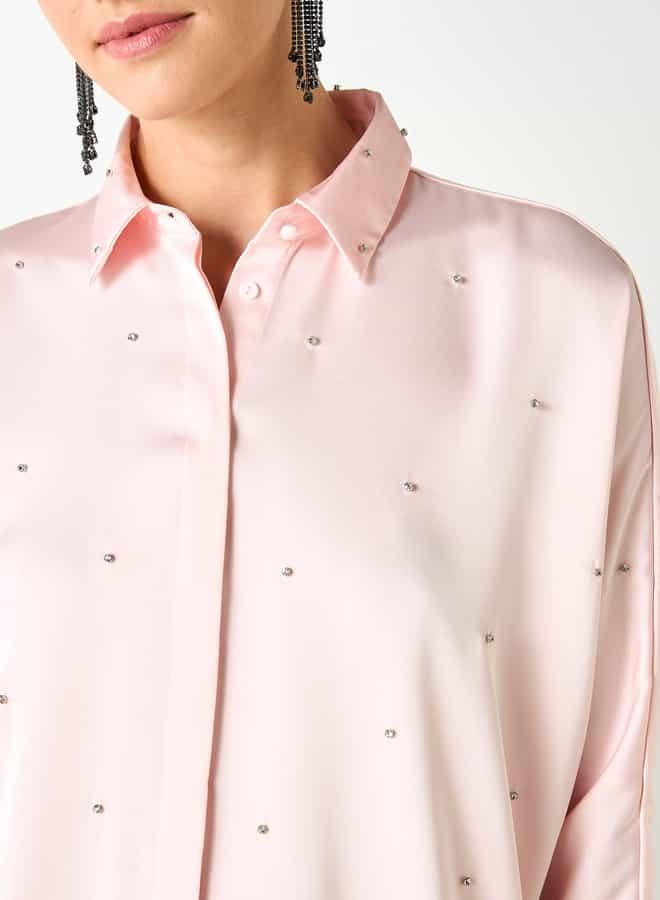 ايكونيك قميص مزيّن فضفاض بأكمام 3/4 من آيكونيك - Image 4