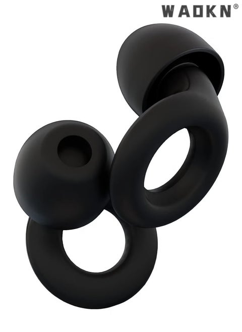 Quiet Ear Plugs For Noise Prevention，Silicone Earplugs with Super Strong Noise Reduction Super Soft ，Reusable Hearing Protection in Flexible Silicone for Sleep, Noise Sensitivity–Black