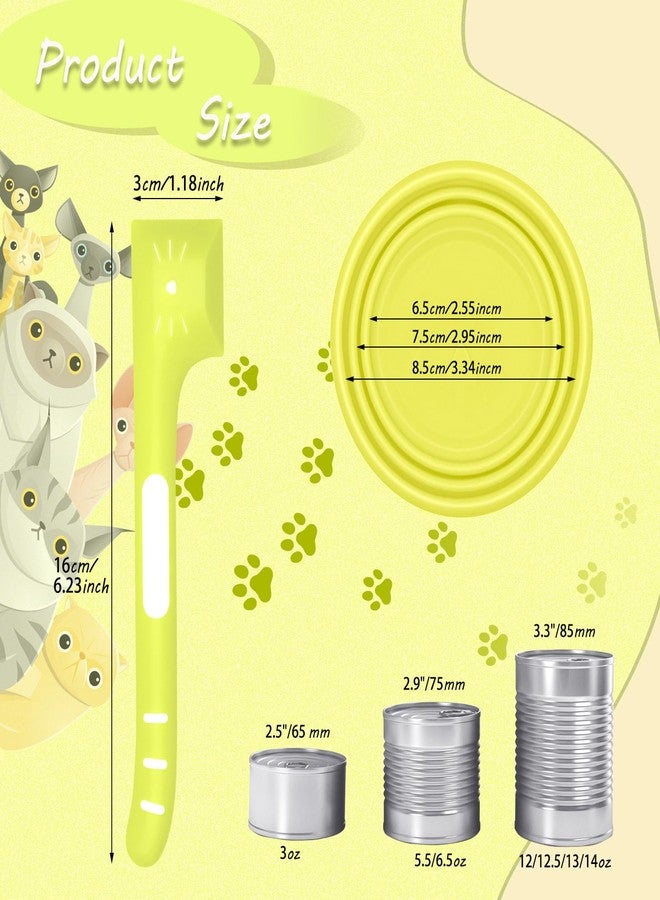 CUTEABC Cat Food Can Covers Lids,Cat Food Spoon,2 Pcs/Set Includ Cat Food Lid and Cat Spoon,Silicone Cat Food can Lid and Cat Spoons for Wet Food,Pet Can Cover and Spoon Set for 3 oz-14 oz Cans (Green)… - Image 2