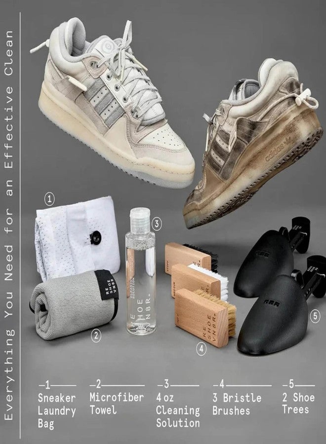 RESHOEVN8R Signature Shoe Cleaning Kit - Sneaker Cleaner with 4oz Solution, 3 Brushes, 2 Shoe Trees, Patented Sneaker Laundry Bag & Microfiber Towel - Safe for Leather, Canvas, Mesh, & Knit Shoes - Image 3