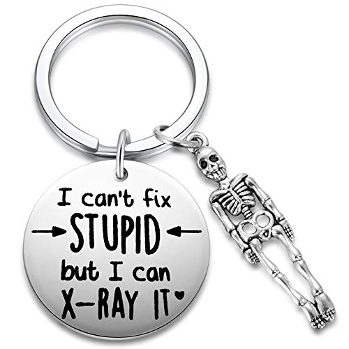 Ukodnus I Can't Fix Stupid But I Can X-Ray It Keychain, Funny Graduation Gifts for Radiology Radiologist X-Ray Technician Graduate, Christmas Gift For Nurse, Funny Imaging Present - Image 1
