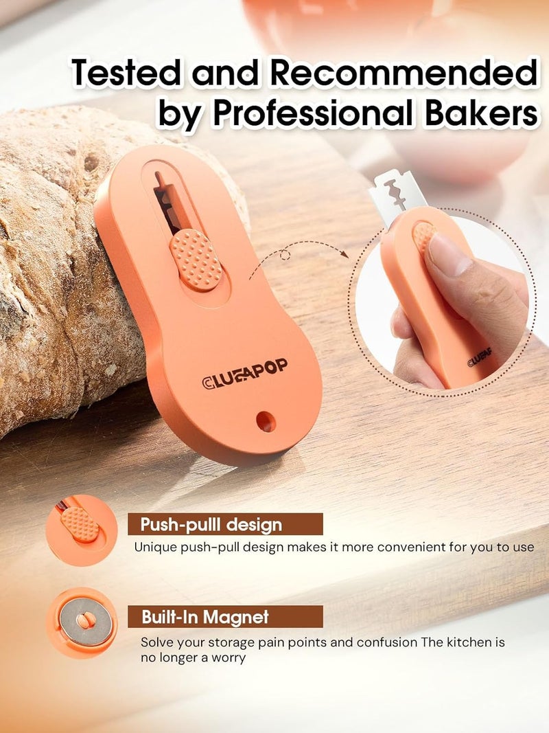 CLUEAPOP Magnetic Bread Lame Dough Scoring Tool - Sourdough Lame Scoring Tool, Bread Dough Cutter Slashing Razor Tool,Cutting Bread Scoring Tool for Sourdough Bread Baking - Patterns booklet & 5 Blades - Image 2