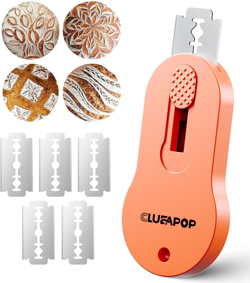 CLUEAPOP Magnetic Bread Lame Dough Scoring Tool - Sourdough Lame Scoring Tool, Bread Dough Cutter Slashing Razor Tool,Cutting Bread Scoring Tool for Sourdough Bread Baking - Patterns booklet & 5 Blades - Image 1