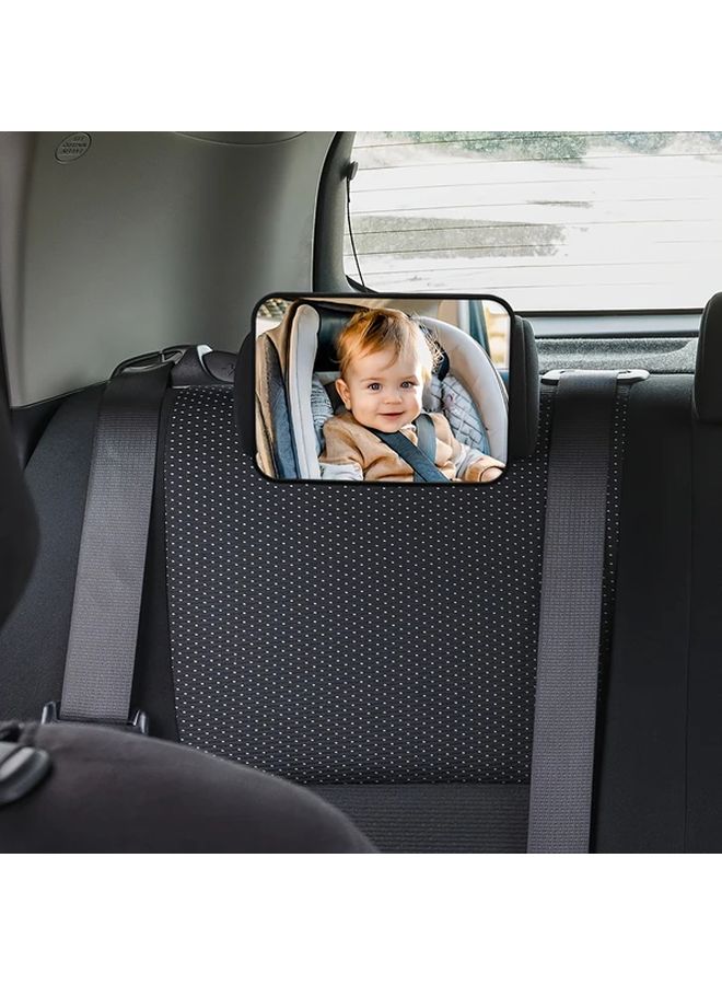 Wide Angle Shatter Resistant Car Mirror Black Frame Easy Installation - Image 1